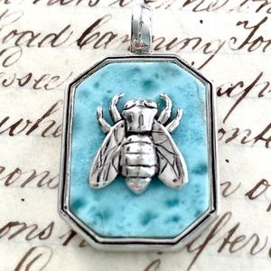 Sterling Silver 925 CFJ Thai Larimar Bug Pendant